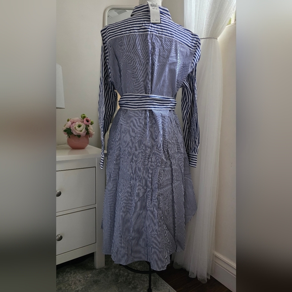 NWT Ralph Lauren Blue & White Striped Shirt Dress Sz. 16W - Picture 3 of 8